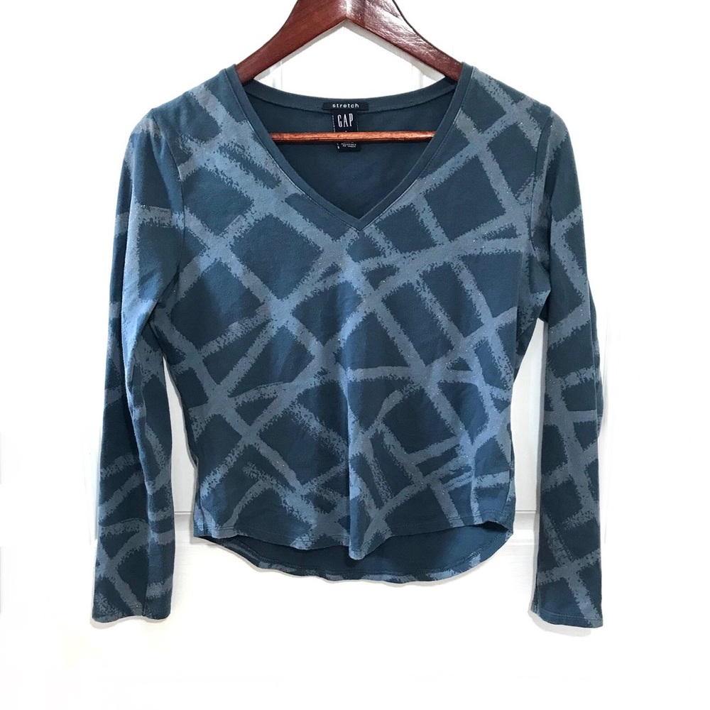 Gap stretch glitter patterned long sleeved v-neck